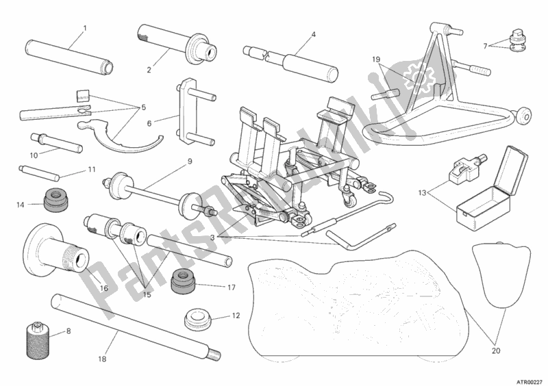 Alle onderdelen voor de Werkplaats Service Tools, Frame van de Ducati Superbike 1198 R 2010